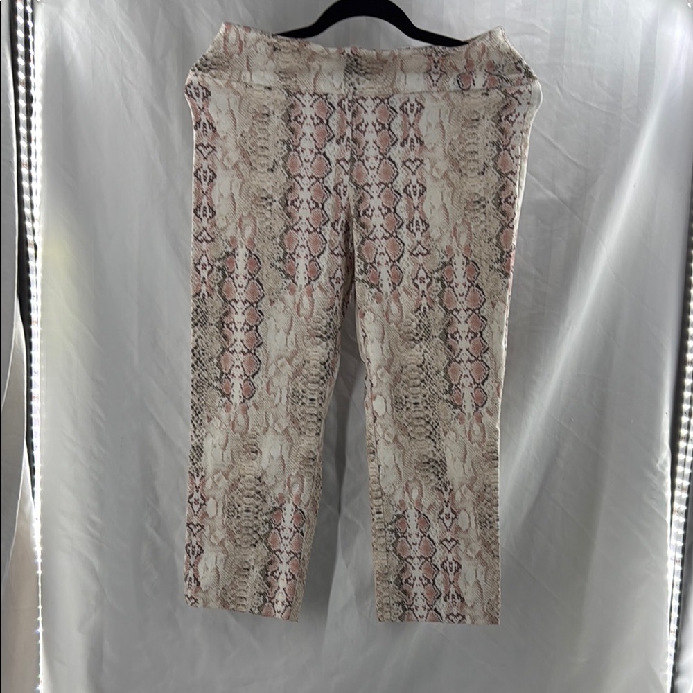 Zac and Rachel Beige and Pink Snake Print Pants